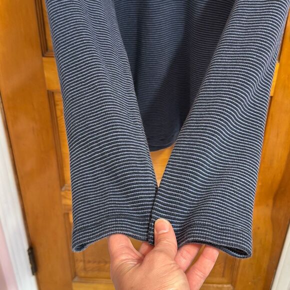 Michael Kors Blue Striped Quarter Snap Sweater Men’s US Extra Large Slim Fit - Picture 3 of 7